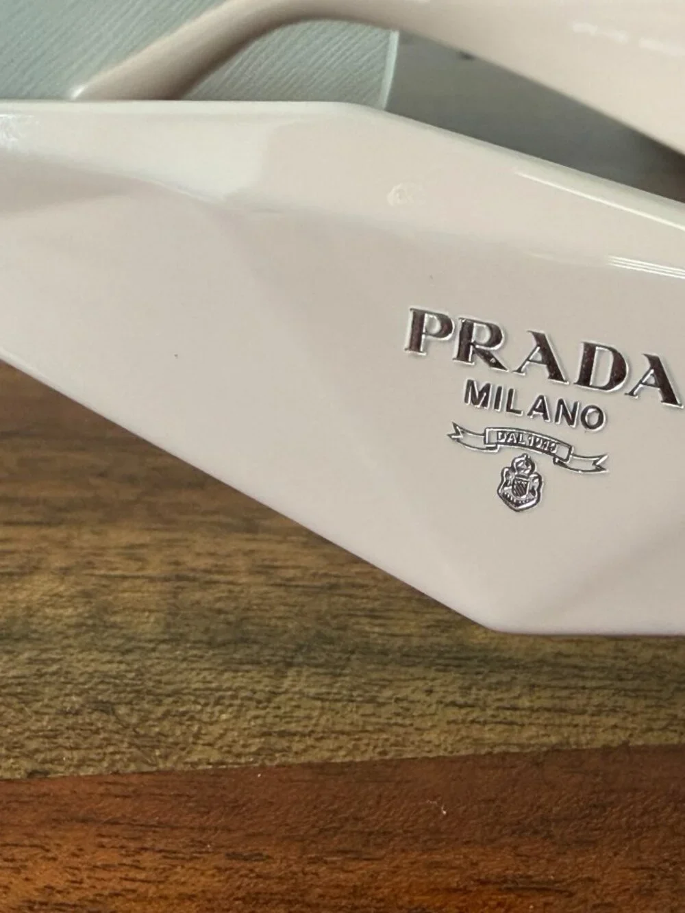 Prada Rectangle Acetate Beige Sunglasses